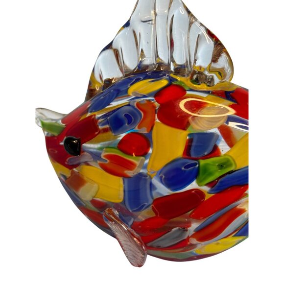 Murano Art Glass Fish Sculpture Handblown Multicolor Millefiori 8½"x 6½" - Picture 5 of 11